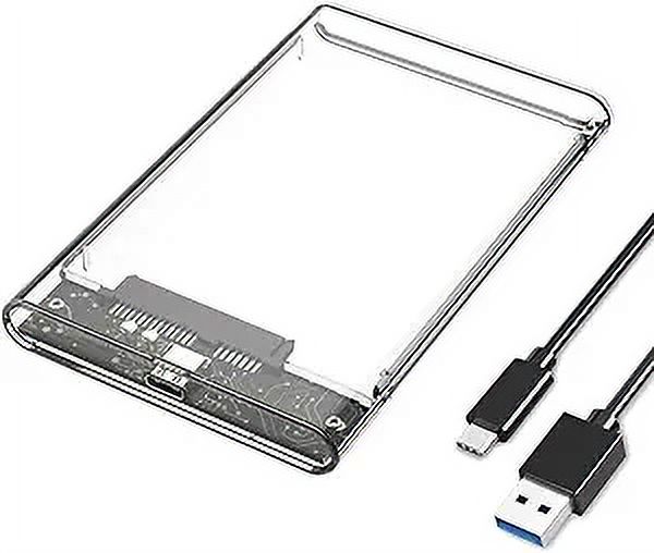 2.5'' External Hard Drive Enclosure USB 3.0 to SATA III Tool-Free Clear Hard Disk Case for 2.5 inch 7mm 9.5mm SATA HDD SSD Max 6TB Support UASP